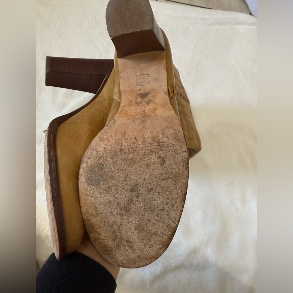 Retro Y2K Vintage Dani Tan Leather Boots size 7 - Picture 10 of 11
